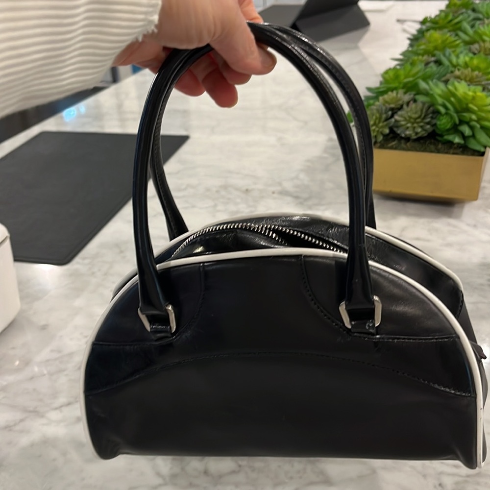 Prada Black and White Leather Handbag